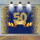 Marine Blau Und Gold 50 Geburtstag Hintergrund